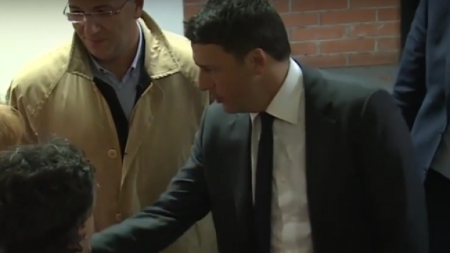 Il premier Matteo Renzi a Camerino