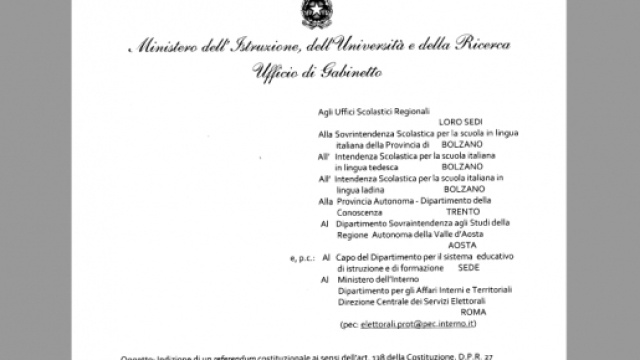 Referendum del 4 dicembre, la nota Miur con le istruzioni
