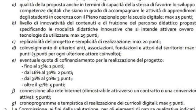 modalit&agrave; di partecipazioni e valutazione dei Curricoli Digitali