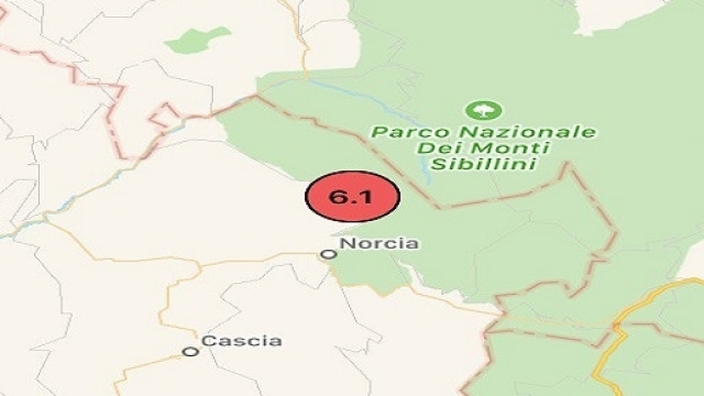 La zona colpita dal terremoto di questa mattina