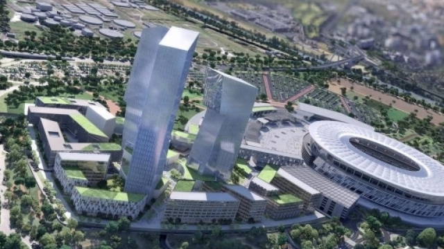 L'Immagine dall'alto di come dovrebbe essere il nuovo stadio della Roma