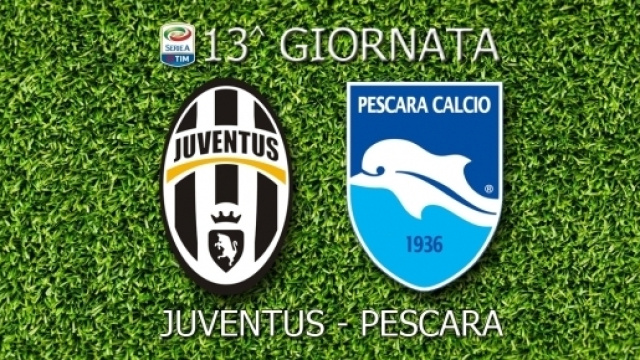 Juventus - Pescara, anticipo della 13^ giornata girone di andata. Si giocher&agrave; allo Juventus Stadium di Torino sabato 19/11. Arbitro Fabbri, Ravenna