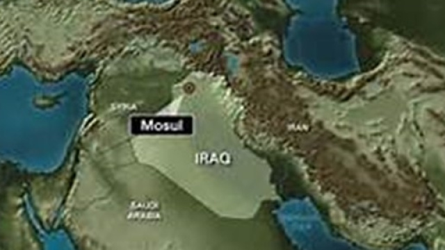 Mappa dell'Iraq in cui &egrave; evidenziata la citt&agrave; di Mosul