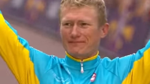 Alexandre Vinokourov sul podio olimpico di Londra