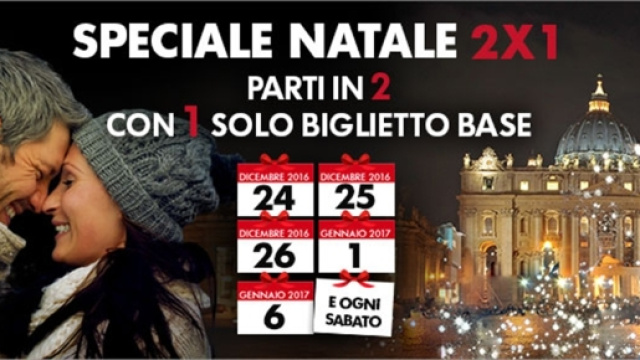 &lsquo;Speciale Natale 2&times;1&rsquo; di Trenitalia