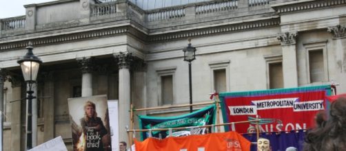 Protest rally for libraries, museums and galleries at Trafalgar Square