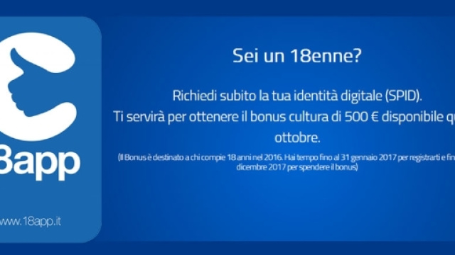Bonus cultura: &egrave; partita la piattaforma 18app