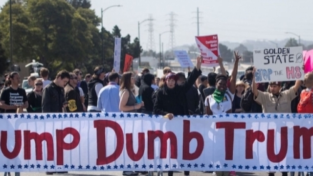 Le colorite e movimentate proteste contro Donald Trump