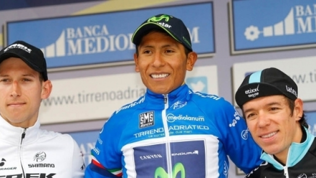 Bauke Mollema sul podio della Tirreno Adriatico 2015