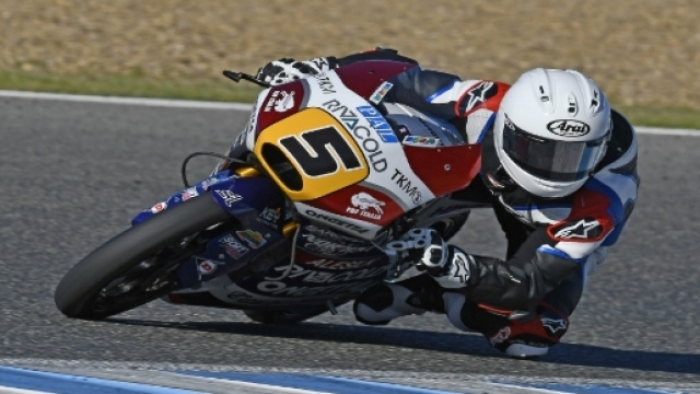 Fenati in sella alla sua Honda durante i test di Jerez