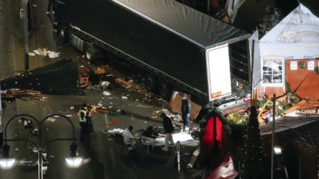 Il luogo della strage di Berlino sulla Breitscheidplatz visto dall'alto