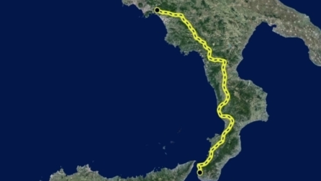 Il percorso dell'Autostrada del Mediterraneo