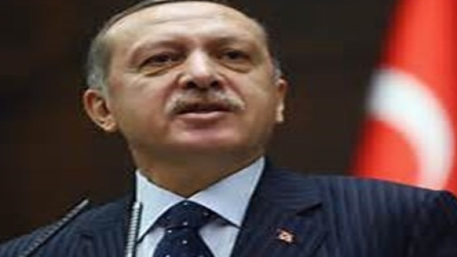 Il Presidente turco Erdogan durante una conferenza stampa.