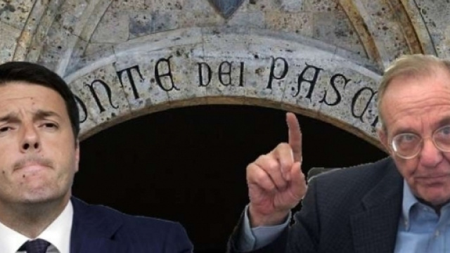 Matteo Renzi e Pier Carlo Padoan, due dei protagonisti del giallo Mps