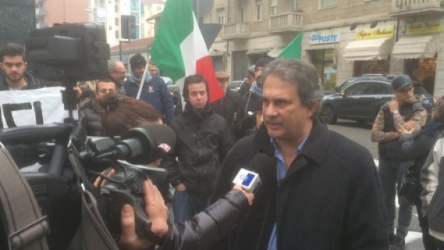 Roberto Fiore Segretario Nazionale di Forza Nuova intervistato a Torino durante la manifestazione