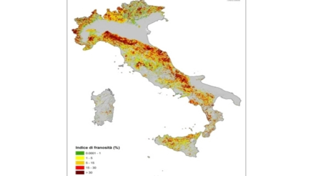 Frane, la cartina indica le aree a rischio