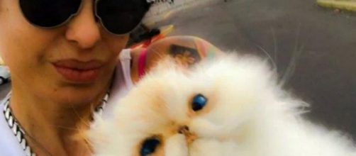 Daniela cardone con su gatito Matute