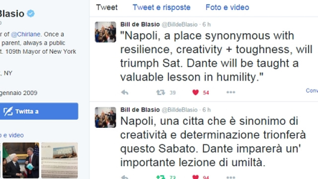 Il Sindaco di New York su Twitter