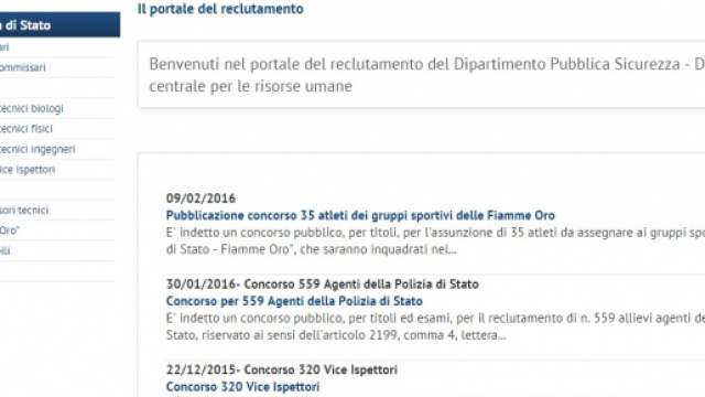 La schermata del sito concorsips.it
