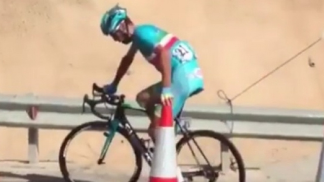 Vincenzo Nibali all'arrivo di Green Mountain