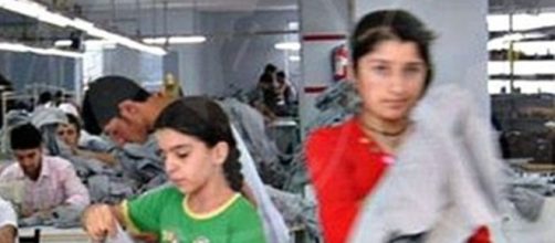 Young child working in Turkish a factory