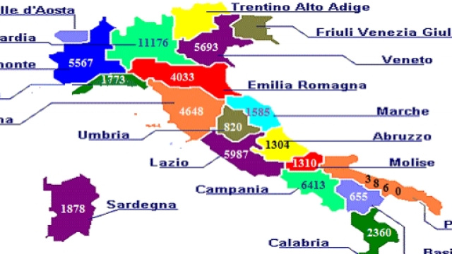 La ripartizione delle cattedre per regione
