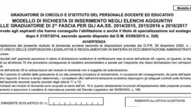 Il modello A3 per la domanda negli elenchi Gi.