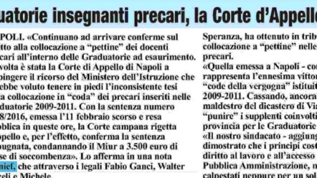 Miur, precari e inserimento in GaE