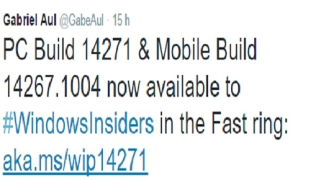 L'annuncio della nuova build da Gabriel Aul