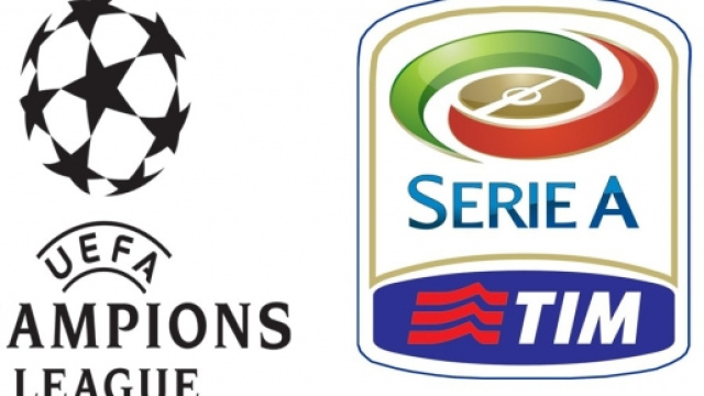 Il logo della Champions League e Serie A