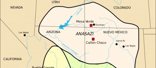 Mapa de situaci&oacute;n de la cultura anasazi