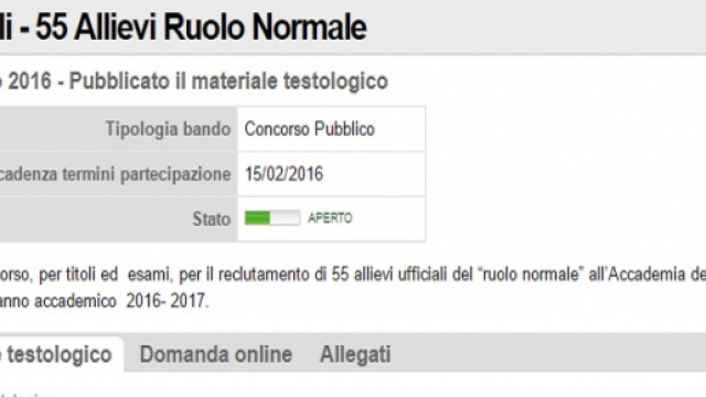 Sezione del concorso della Guardia di Finanza 2016