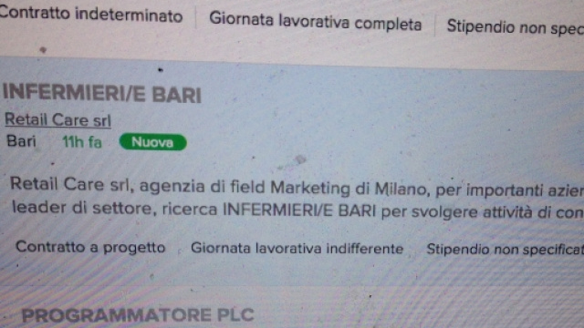 Nuove offerte di lavoro in Puglia