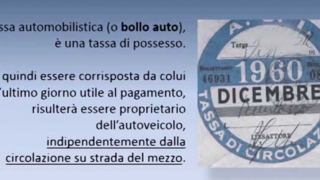 Il bollo auto &egrave; una tassa di possesso