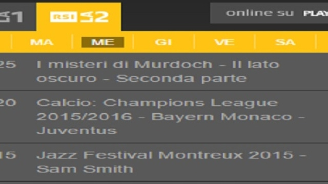 Bayern Monaco-Juventus in tv su RSI LA2