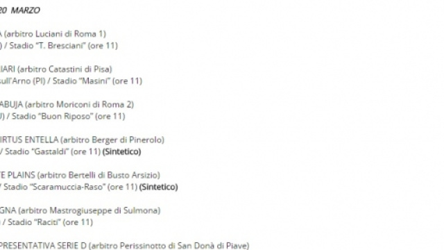Calendario torneo di Viareggio 2016 fino al 20/03
