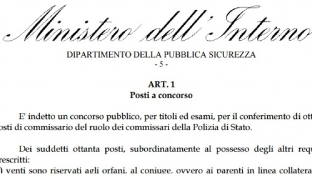 Concorso Polizia di Stato 2016