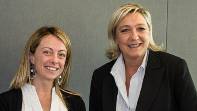 Giorgia Meloni con Marine Le Pen