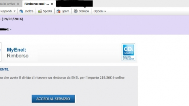 email truffaldina che si riceve a nome Enel
