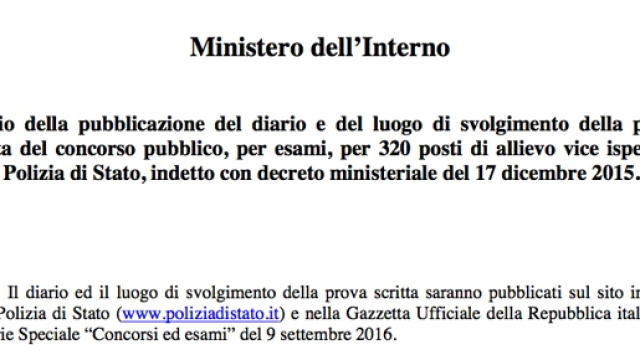 Concorso della Polizia di Stato 2016