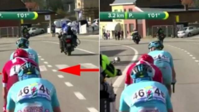 Una moto sorpassa a 3 km dall'arrivo