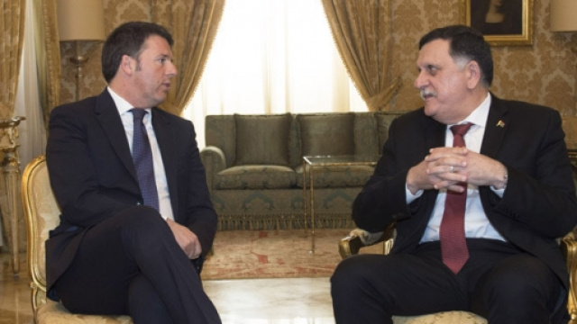 Il Premier Renzi e il leader libico designato dall'ONU Fayez Al-Serraj