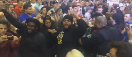 Black Lives Matter crash Trump rally, via YouTube