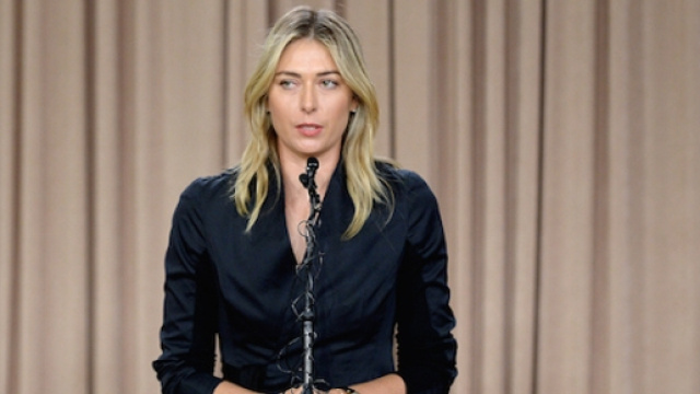 Maria Sharapova nella conferenza a Los Angeles