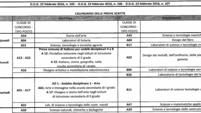 Calendario date prove concorso scuola 2016