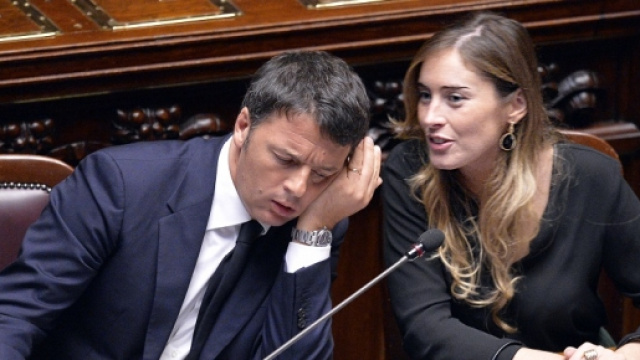 Il premier Matteo Renzi ed il ministro Maria Elena Boschi