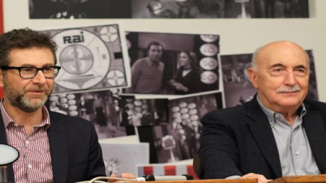Fabio Fazio e Ludovico Peregrini, autore di "Rischiatutto"