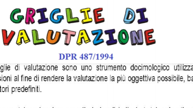 La disciplina del DPR 487/1994 sulle griglie di valutazione