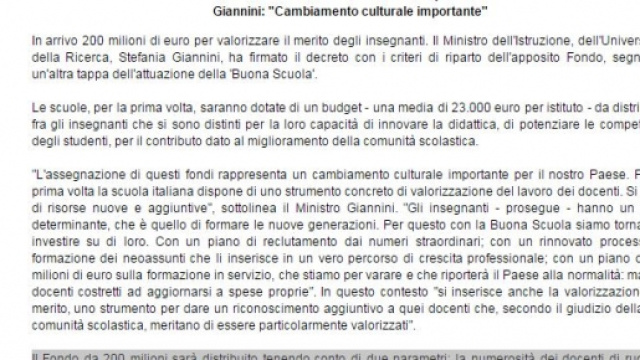 ammontare e attribuzione bonus docenti meritevoli