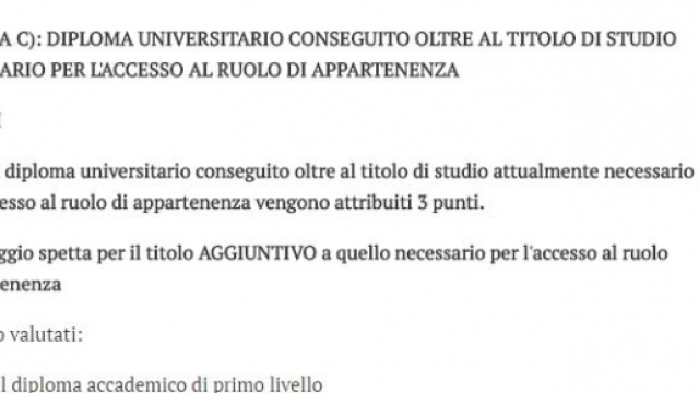 quanti valgono i titoli posseduti nella domanda di mobilit&agrave;